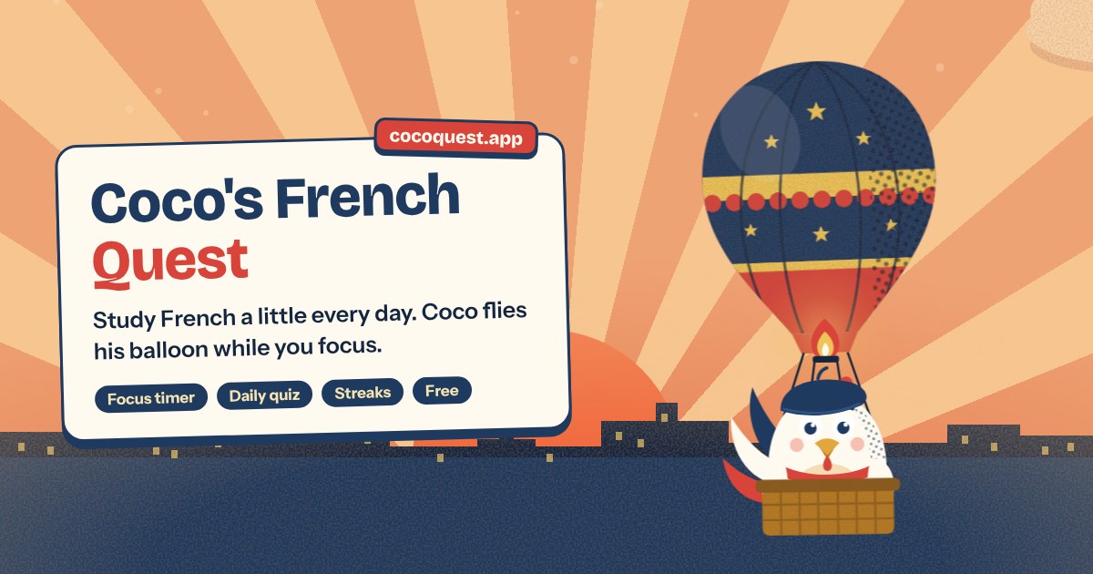 I made a free study timer that turns your daily practice into a hot-air balloon flight (French for n